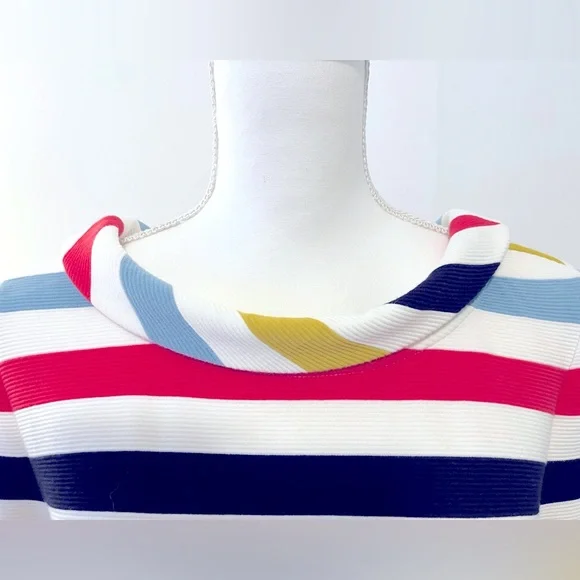 Boden Sarah Ponte Knit Ottoman Top with Multicolor Stripes. Size US 10 - Picture 4 of 12